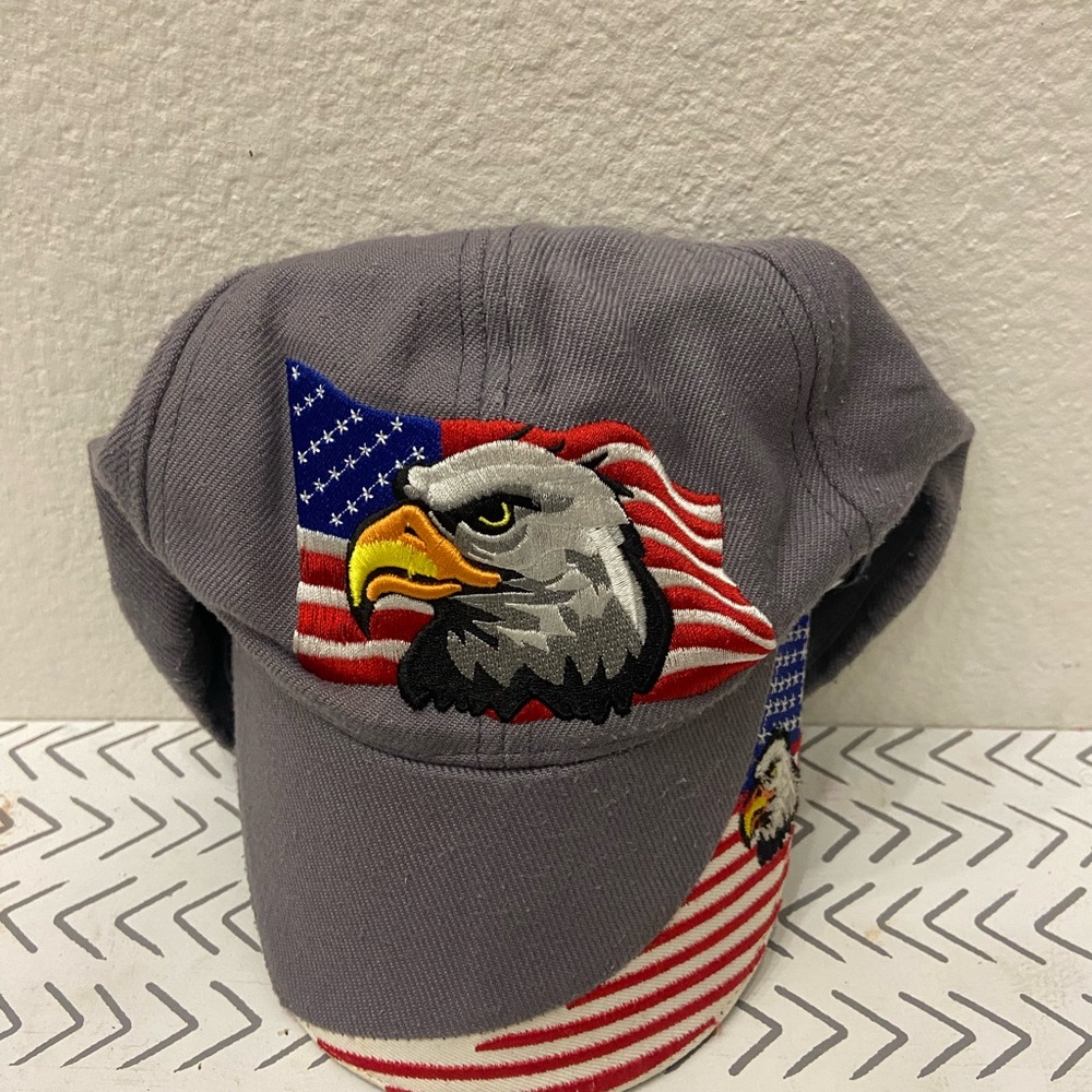 American Bald Eagle American Flag Cap Gray
